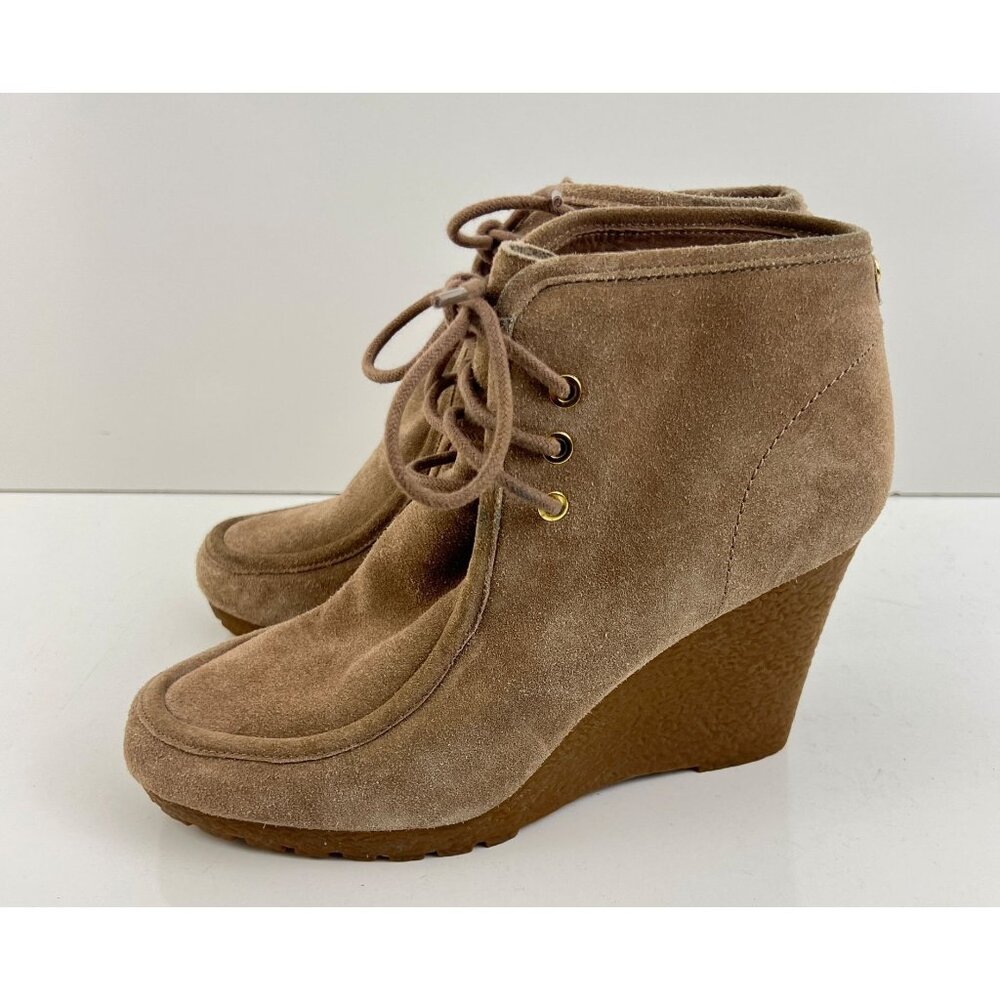 Michael Kors Rory Suede Ankle Boots Bootie Wedge Dune Size 10